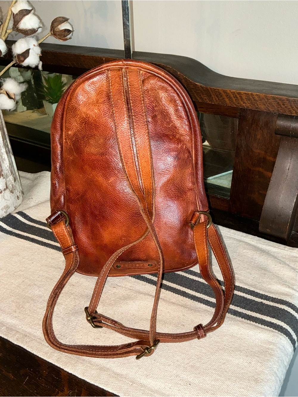 Bed Stu Leather Dominque Backpack Cognac DD Retail $235 - Picture 2 of 14